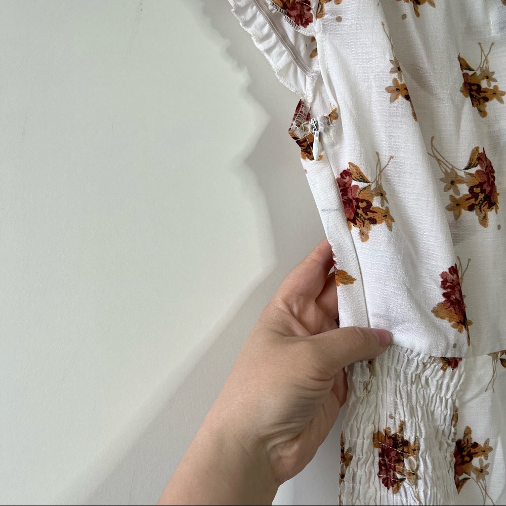 Princess Polly white smocked sides floral print boho mini dress - Picture 5 of 6
